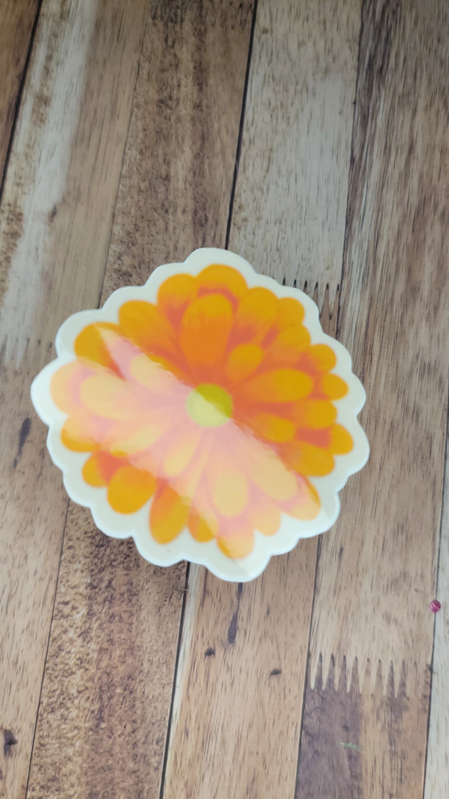 Orange Daisy Vinyl Sticker