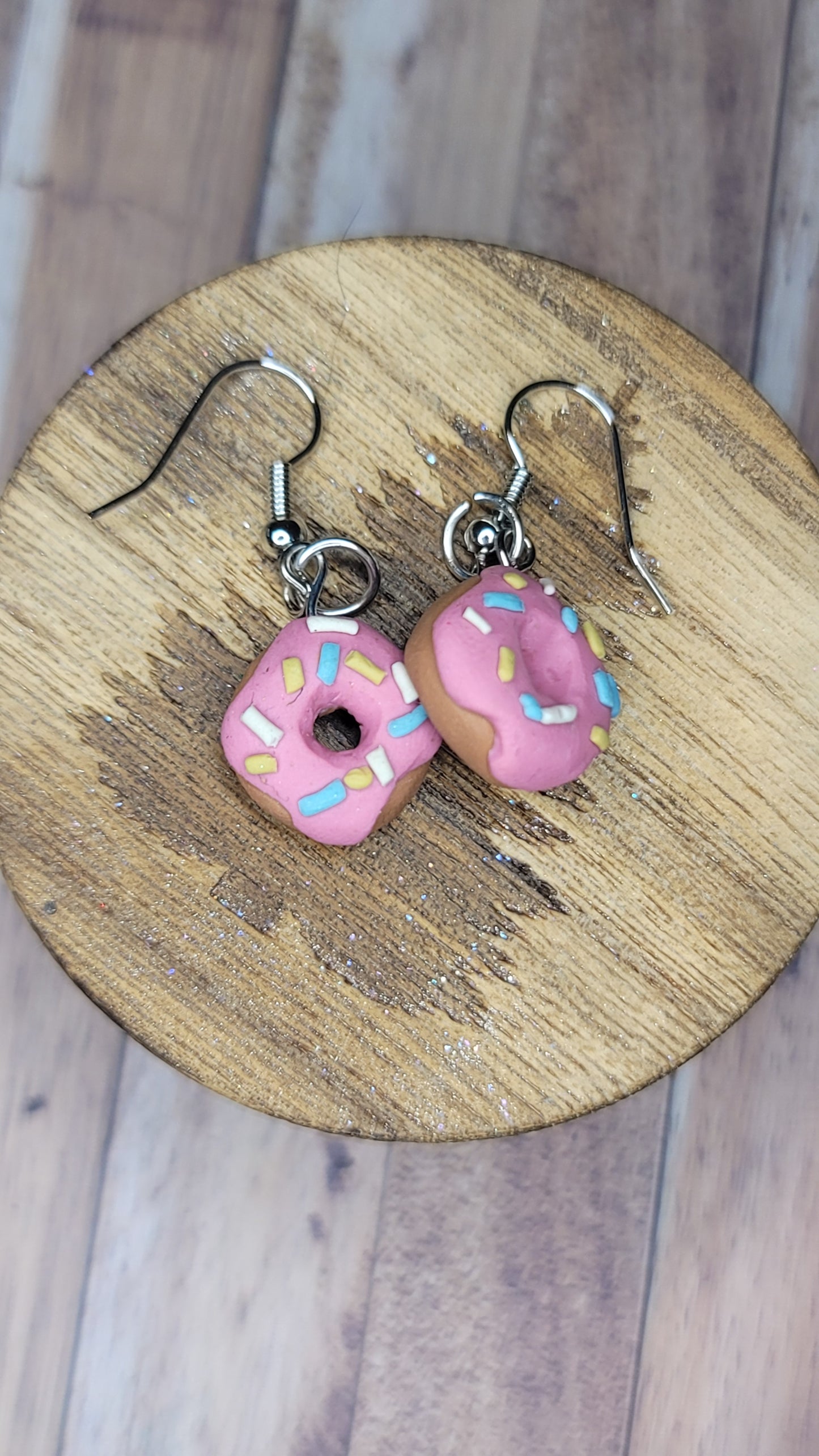 Polymer clay Donut Hand Crafted Earrings.