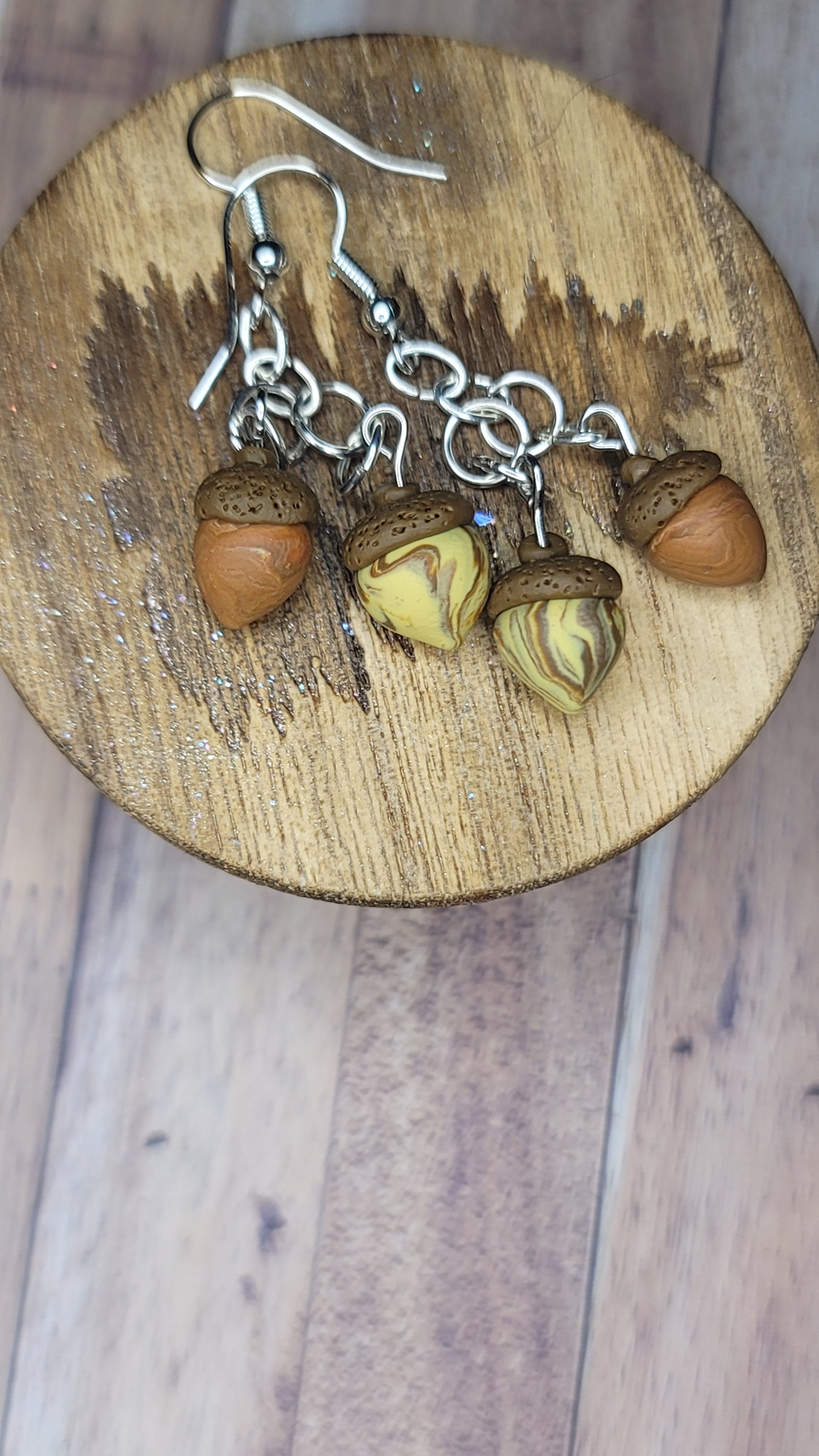 Polymer Clay Acorns Hand Crafted Earrings.  4 styles